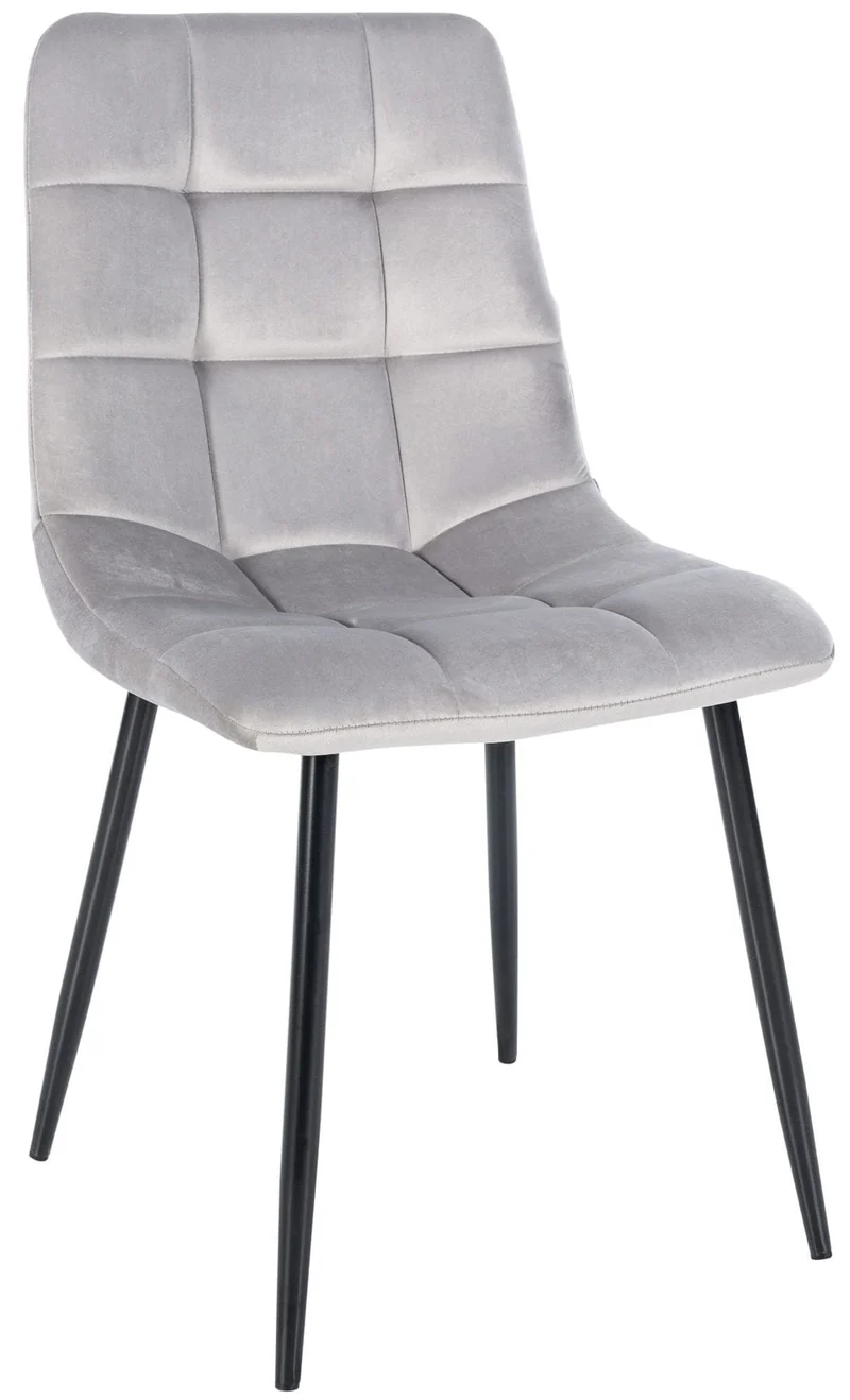 Lot de 4 chaises de salle à manger style moderne et confortable en tissu velours gris et métal noir 10_0001785