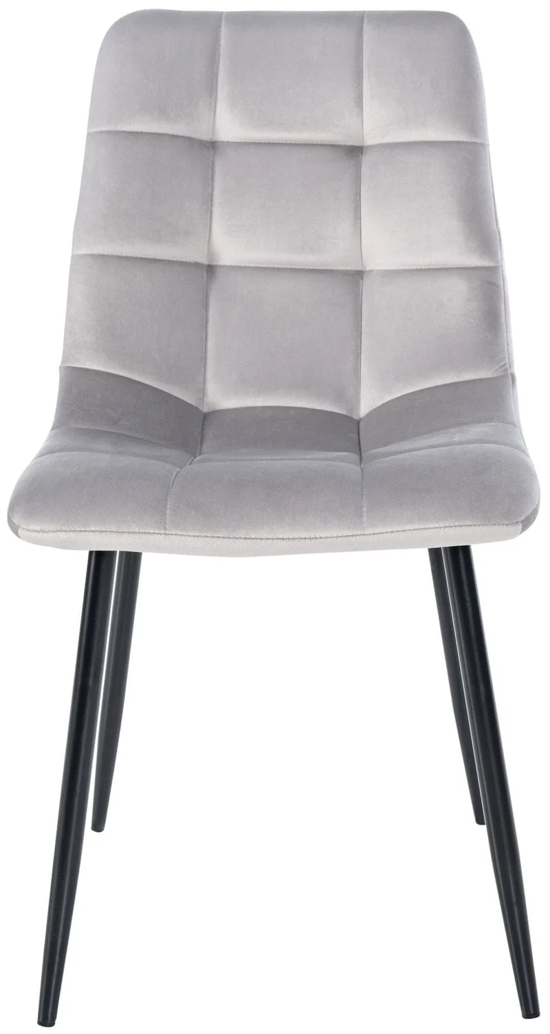 Lot de 4 chaises de salle à manger style moderne et confortable en tissu velours gris et métal noir 10_0001785