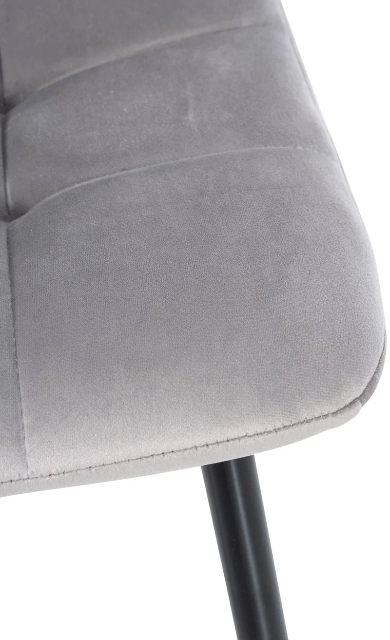 Lot de 4 chaises de salle à manger style moderne et confortable en tissu velours gris et métal noir 10_0001785