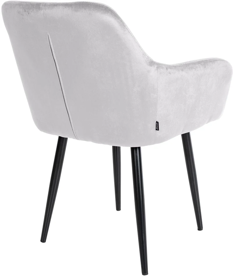 Set de 2 chaises de salle à manger avec coutures décoratives en velours gris et pieds en métal noir 10_0001630