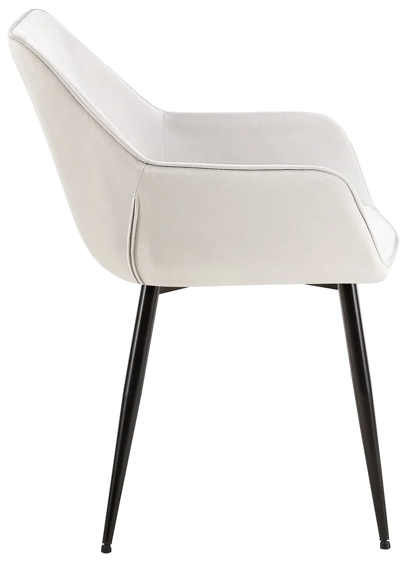 Set de 2 chaises de salle à manger avec accoudoirs en tissu velours gris clair et pieds en métal noir 10_0001583