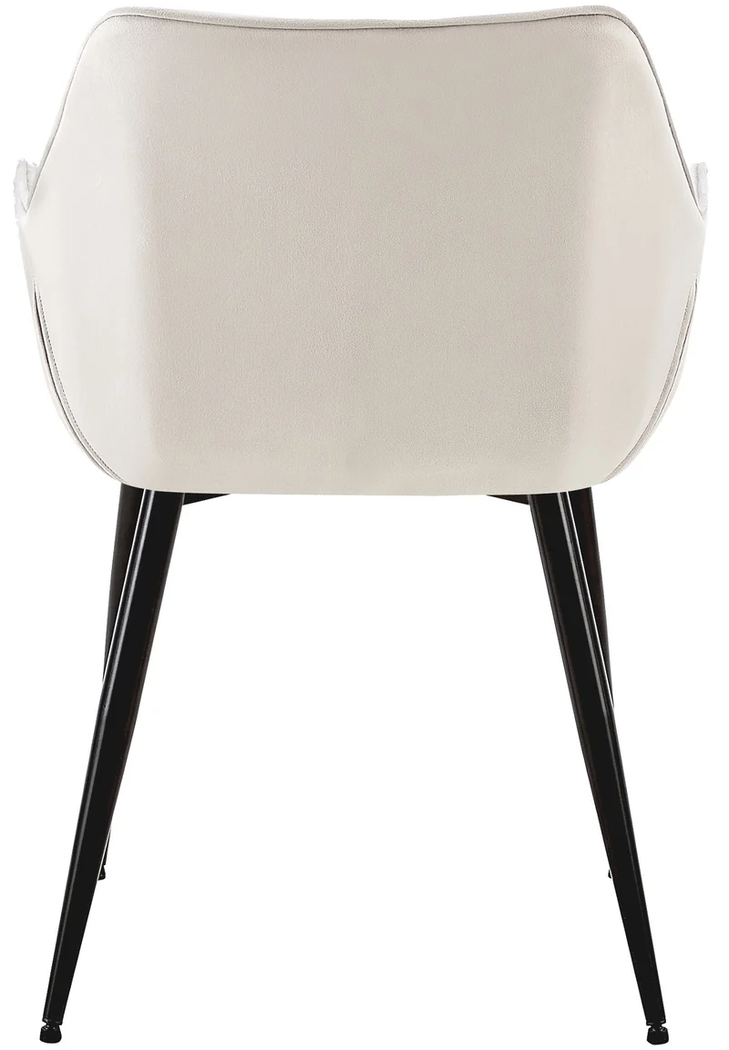 Set de 2 chaises de salle à manger avec accoudoirs en tissu velours gris clair et pieds en métal noir 10_0001583