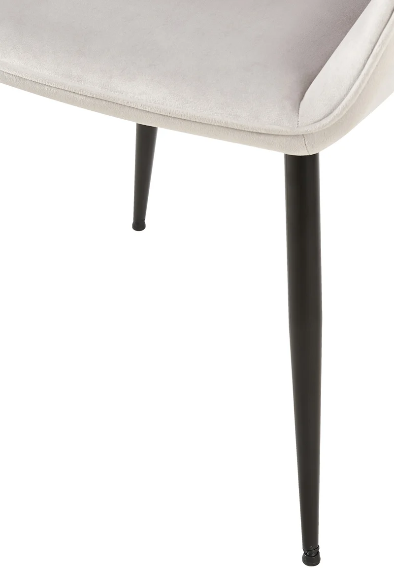 Set de 2 chaises de salle à manger avec accoudoirs en tissu velours gris clair et pieds en métal noir 10_0001583