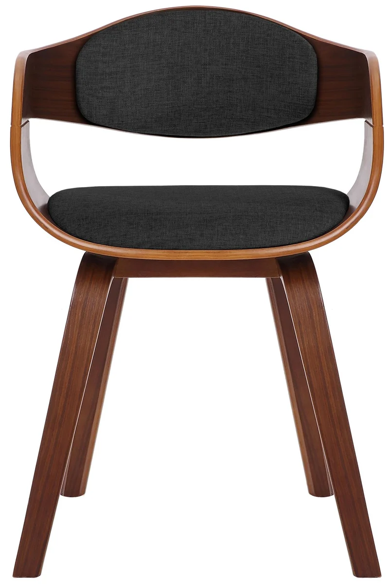 Lot de 2 chaises de salle à manger design retro en tissu gris foncé structure en bois couleur noyer 10_0001727