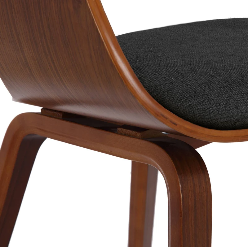 Lot de 2 chaises de salle à manger design retro en tissu gris foncé structure en bois couleur noyer 10_0001727