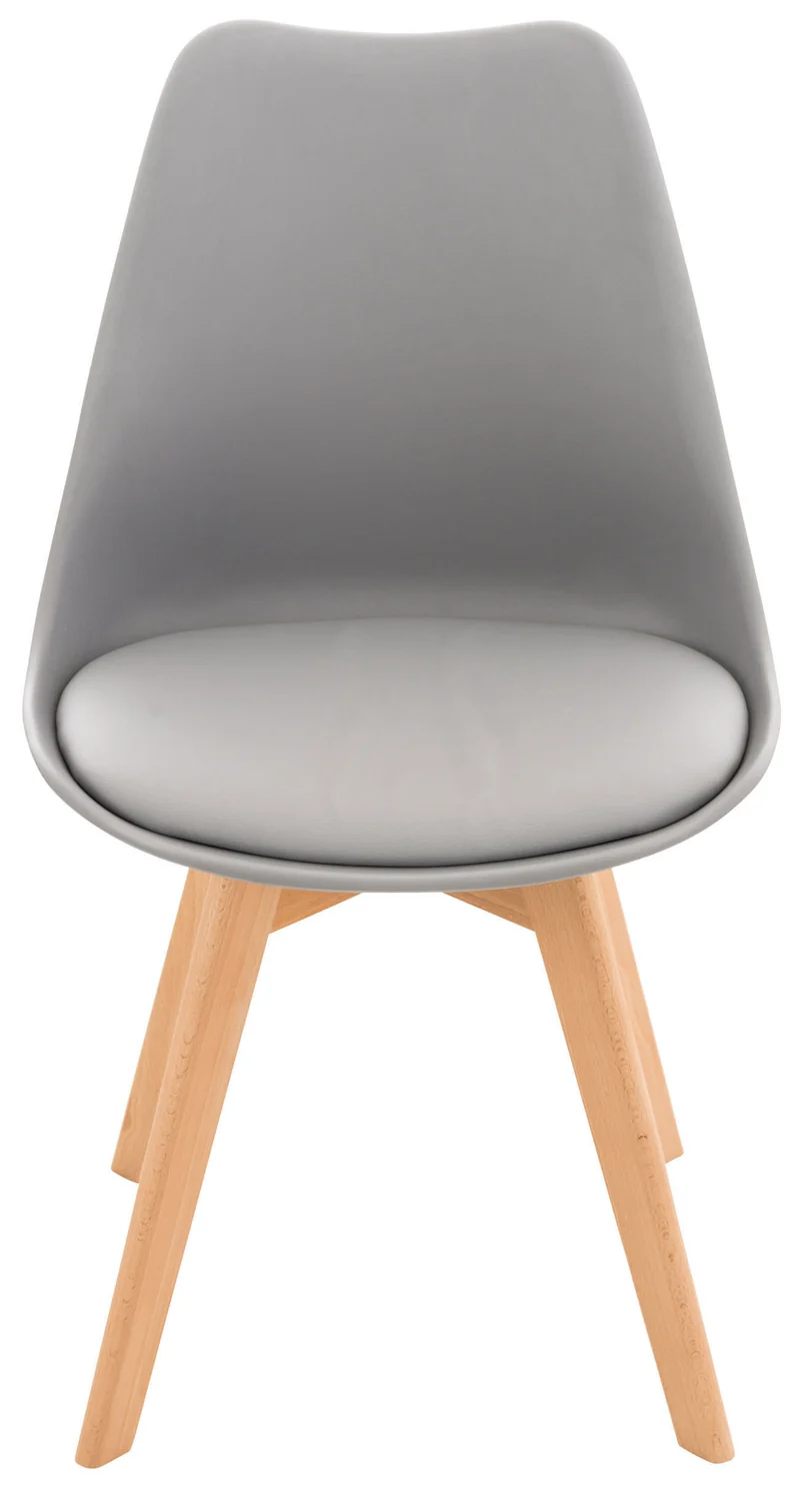 Set de 4 chaises de salle à manger design scandinave en PVC gris et pieds en bois clair 10_0001844