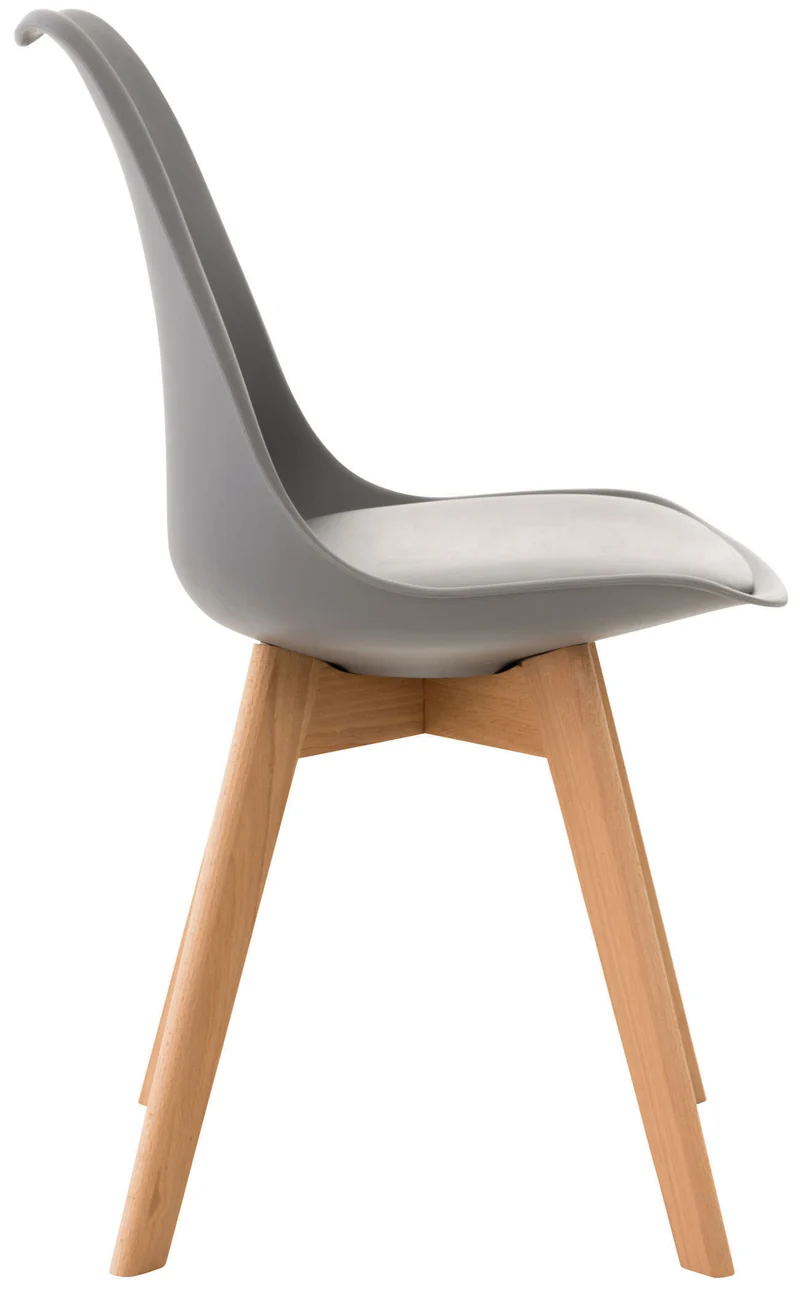 Set de 4 chaises de salle à manger design scandinave en PVC gris et pieds en bois clair 10_0001844