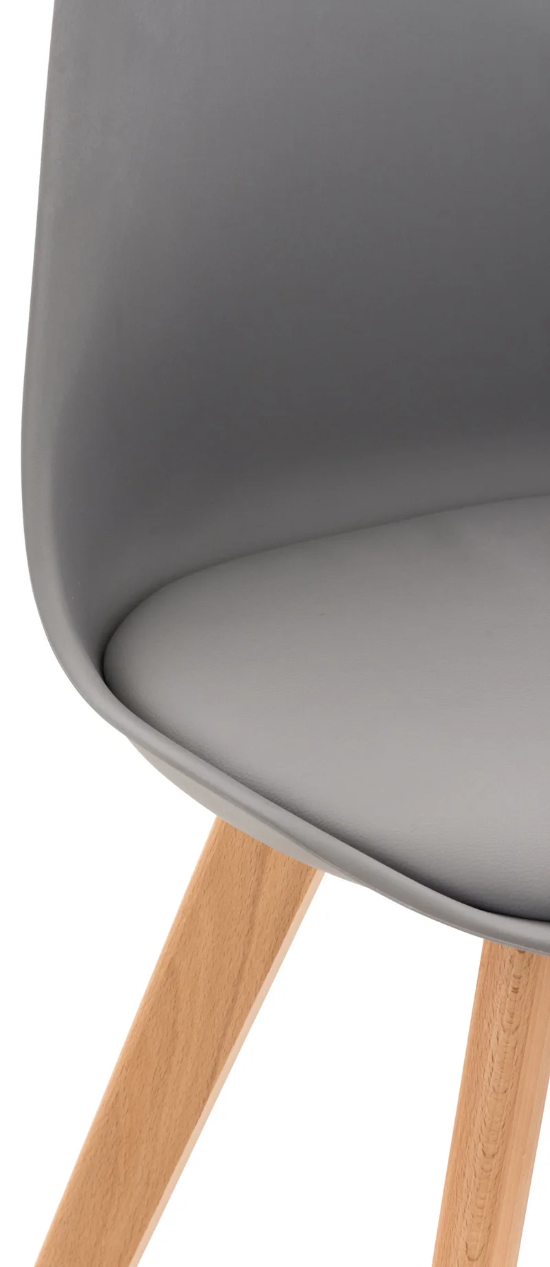 Set de 4 chaises de salle à manger design scandinave en PVC gris et pieds en bois clair 10_0001844