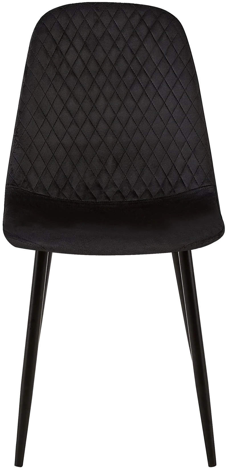 Lot de 4 chaises de salle à manger coutures décoratives losanges assise en velours noir pieds métal noir mat 10_0001876
