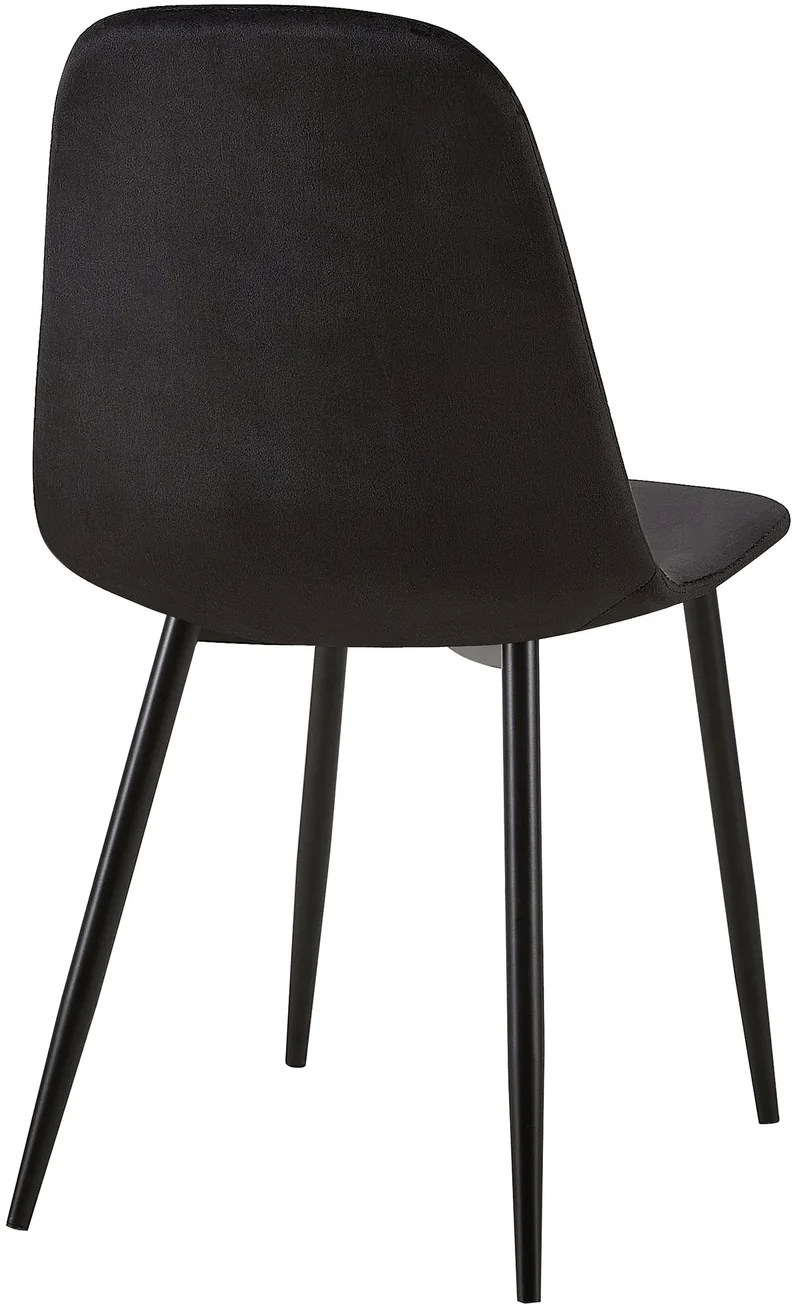 Lot de 4 chaises de salle à manger coutures décoratives losanges assise en velours noir pieds métal noir mat 10_0001876