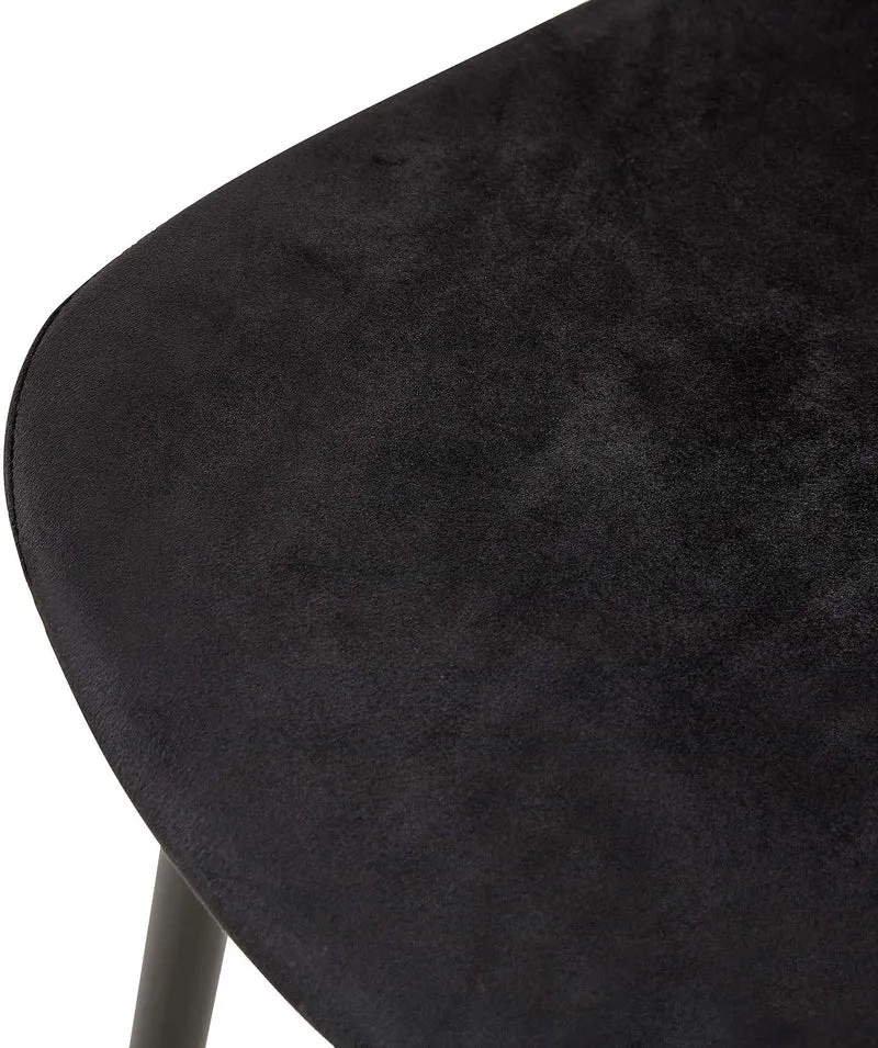 Lot de 4 chaises de salle à manger coutures décoratives losanges assise en velours noir pieds métal noir mat 10_0001876