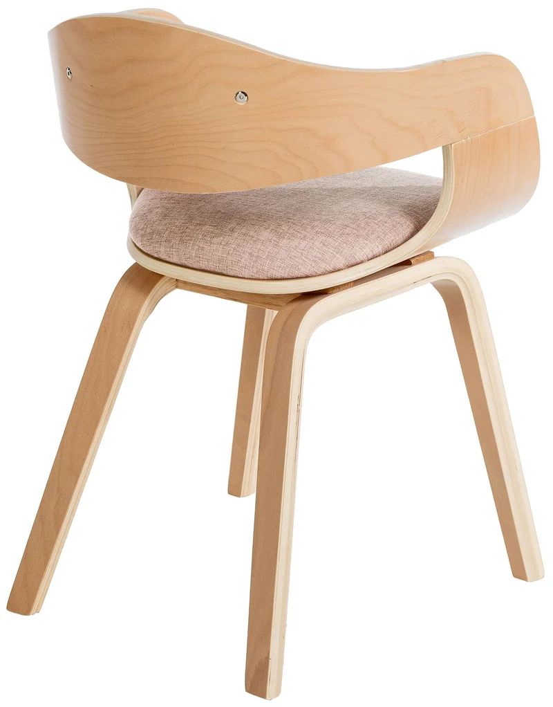 Lot de 2 chaises de salle à manger design retro en tissu crème structure en bois clair 10_0001718