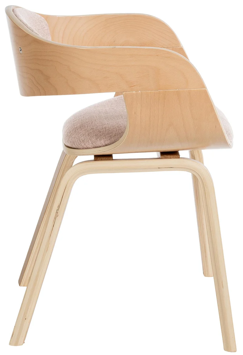 Lot de 2 chaises de salle à manger design retro en tissu crème structure en bois clair 10_0001718