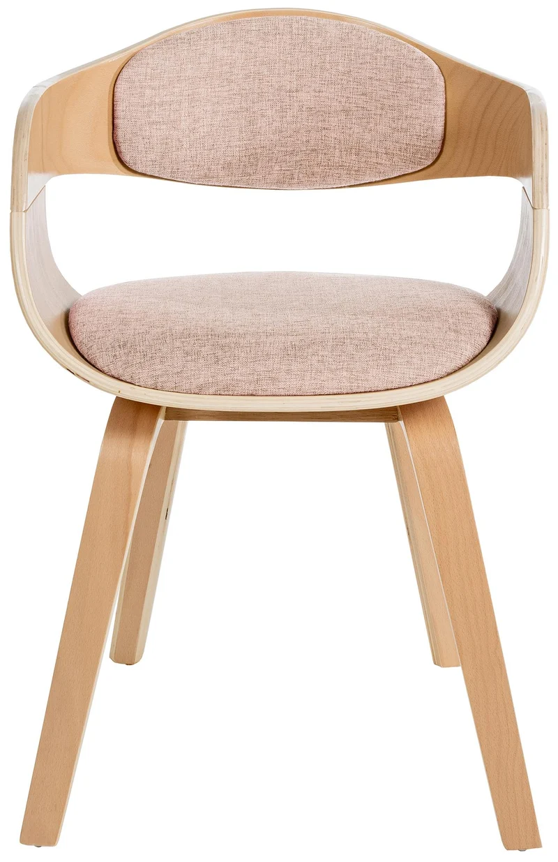 Lot de 2 chaises de salle à manger design retro en tissu crème structure en bois clair 10_0001718