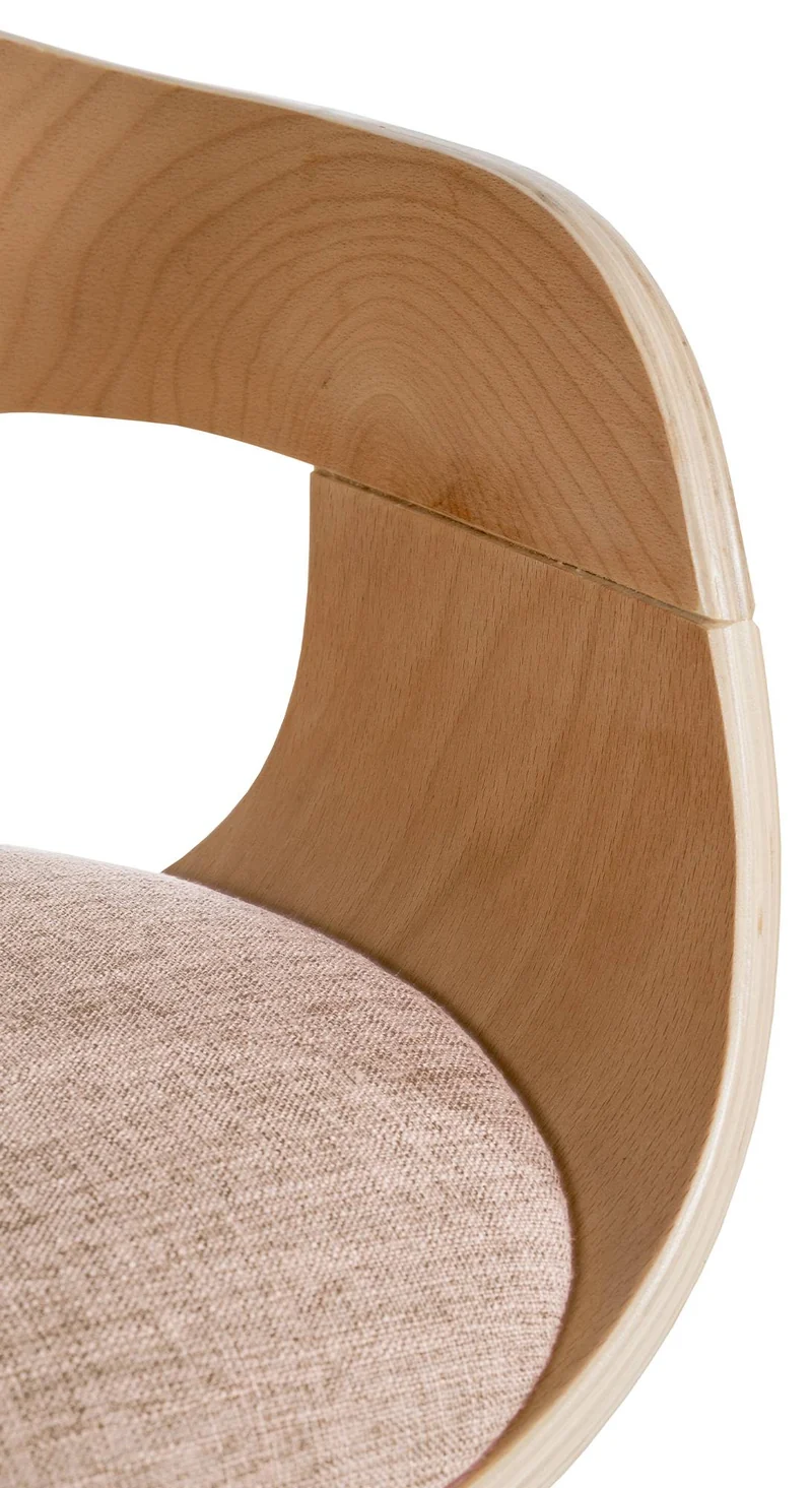 Lot de 2 chaises de salle à manger design retro en tissu crème structure en bois clair 10_0001718