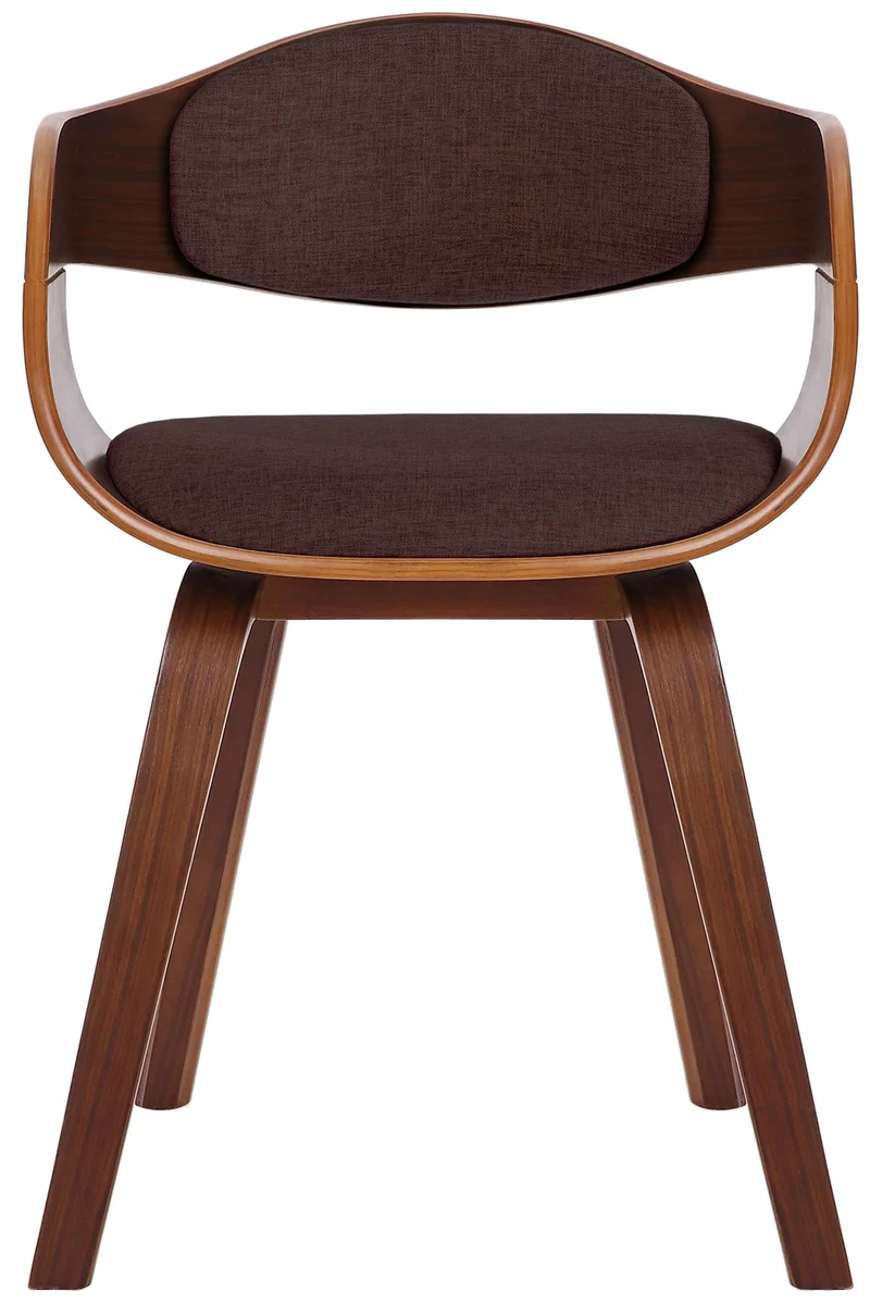 Lot de 2 chaises de salle à manger design retro en tissu marron structure en bois marron 10_0001725