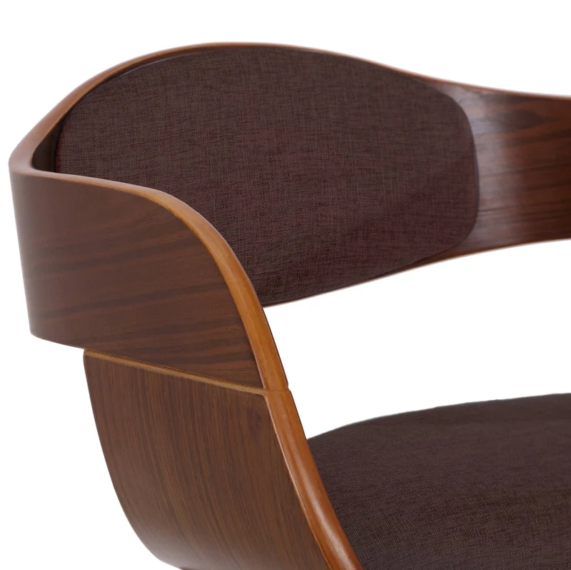 Lot de 2 chaises de salle à manger design retro en tissu marron structure en bois marron 10_0001725