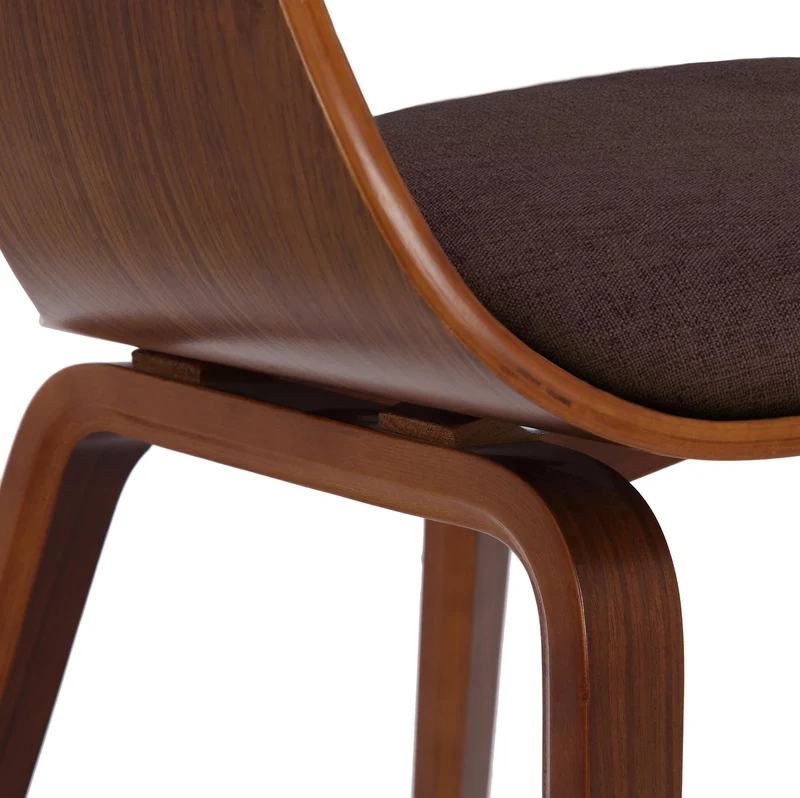 Lot de 2 chaises de salle à manger design retro en tissu marron structure en bois marron 10_0001725