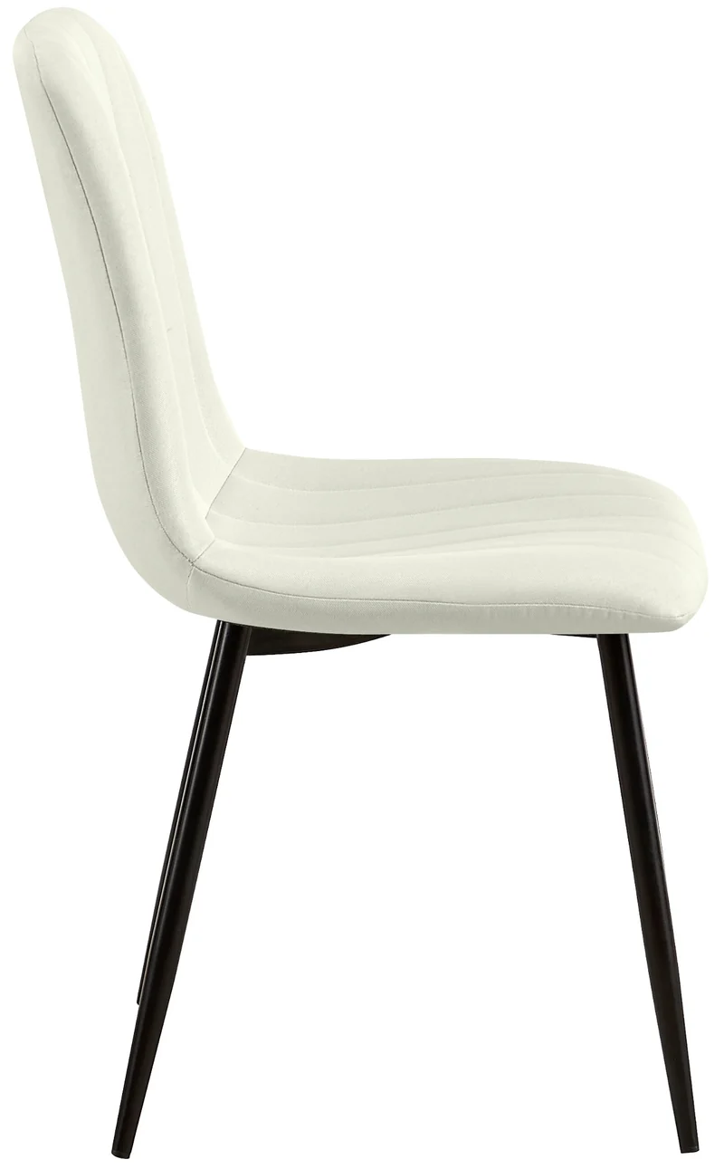 Lot de 4 chaises de salle à manger coutures décoratives verticales en tissu velours crème et pieds métal noir 10_0001874