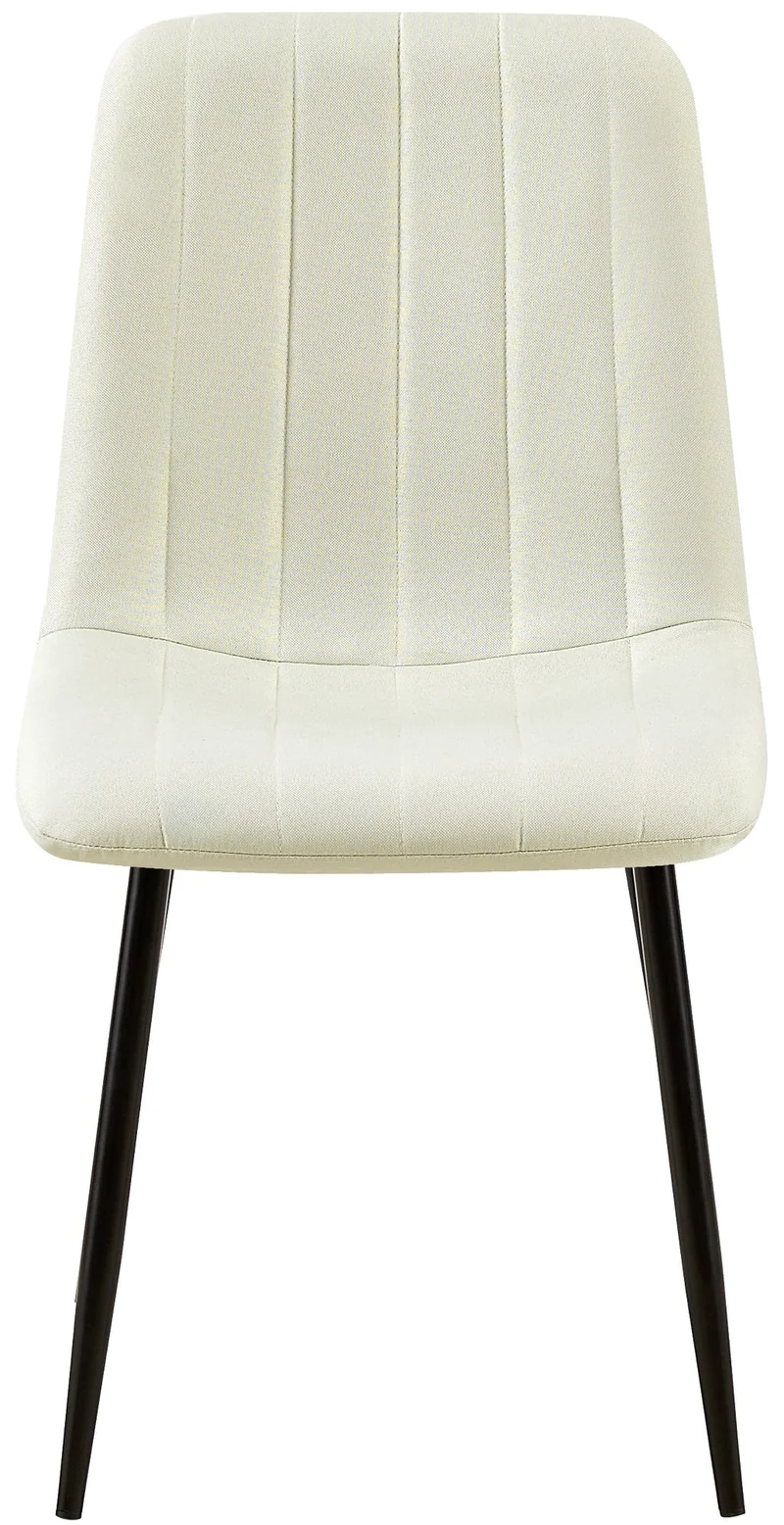 Lot de 4 chaises de salle à manger coutures décoratives verticales en tissu velours crème et pieds métal noir 10_0001874