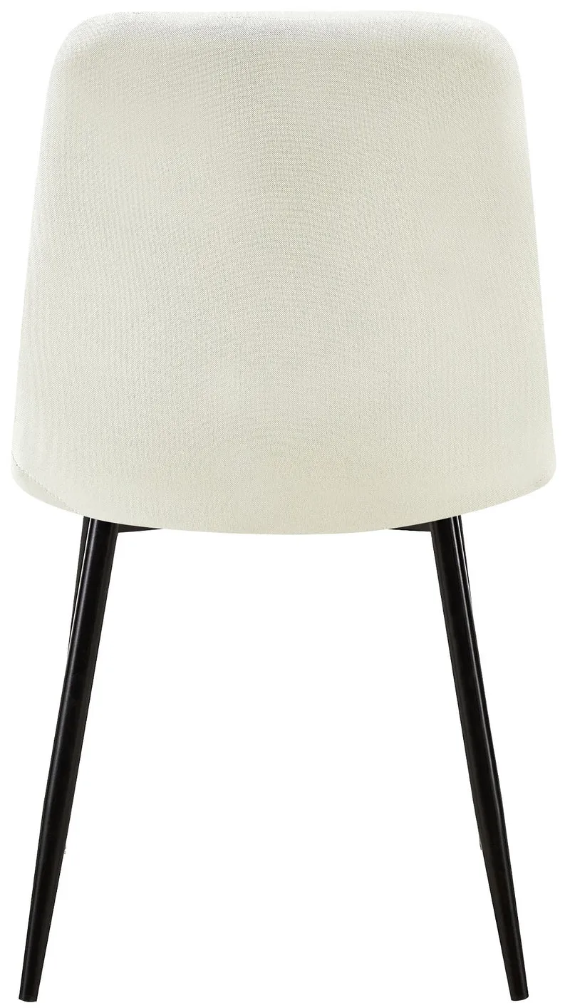 Lot de 4 chaises de salle à manger coutures décoratives verticales en tissu velours crème et pieds métal noir 10_0001874