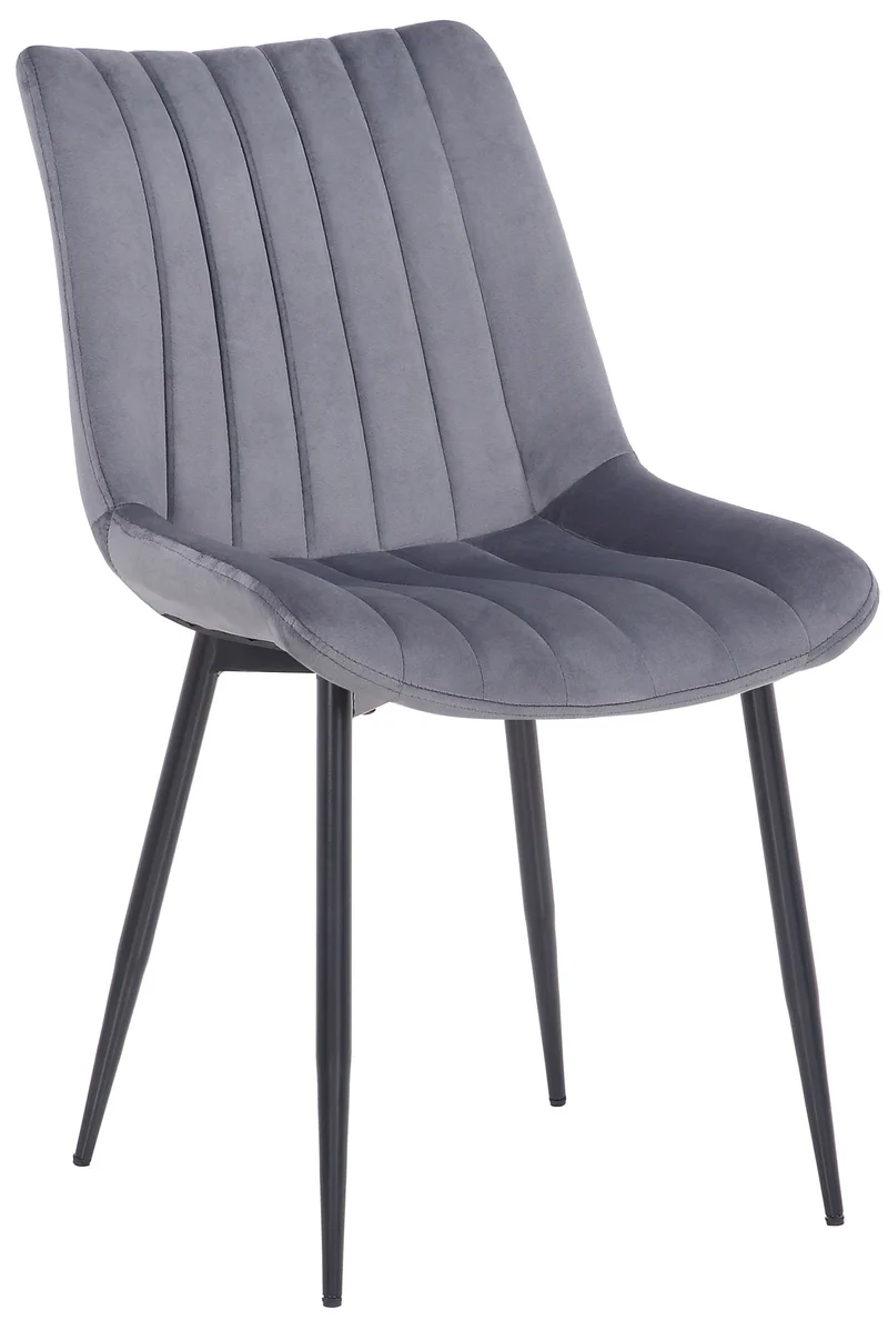 Lot de 2 chaises de salle à manger design moderne avec pieds en métal noir assise en velours gris 10_0001743