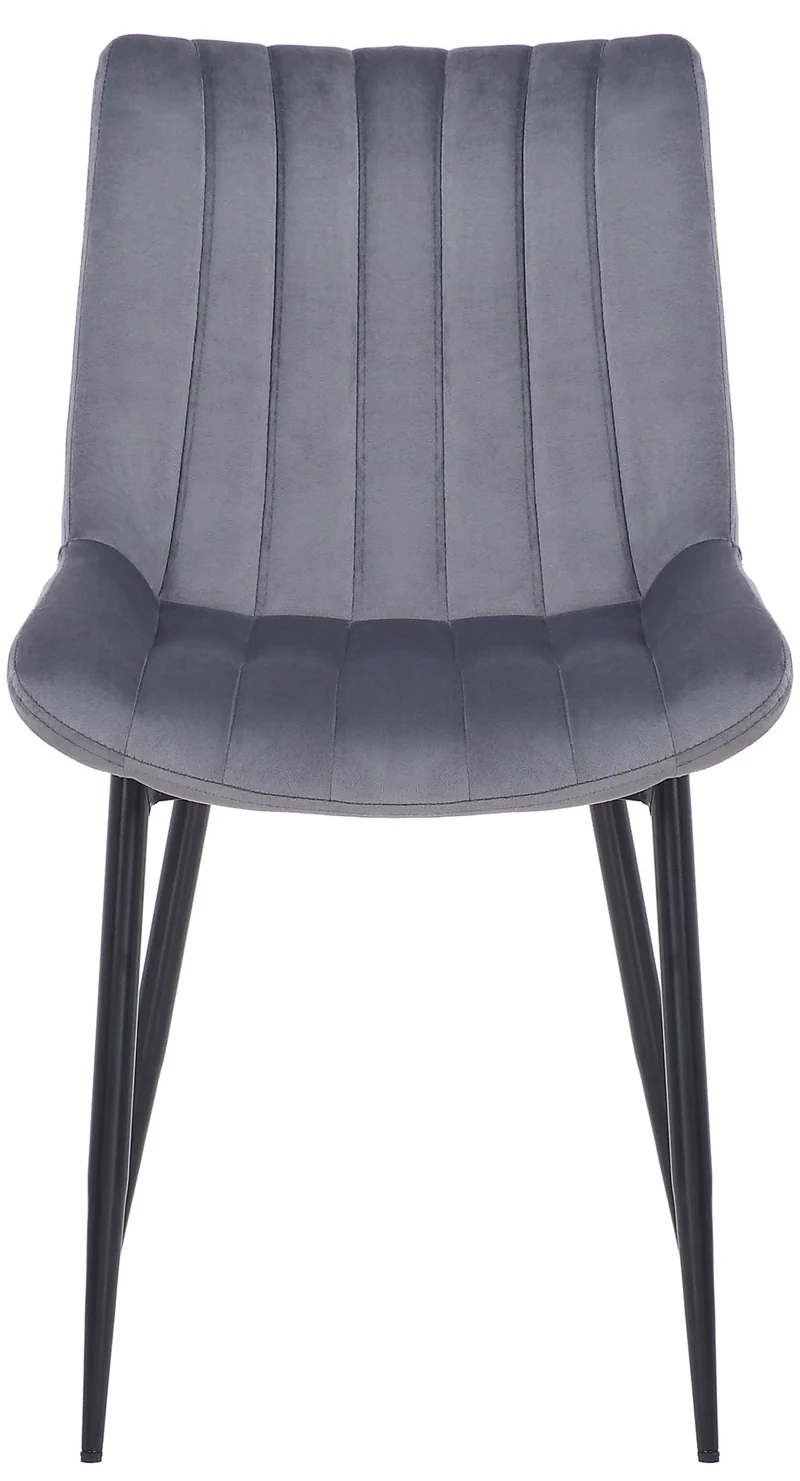 Lot de 2 chaises de salle à manger design moderne avec pieds en métal noir assise en velours gris 10_0001743