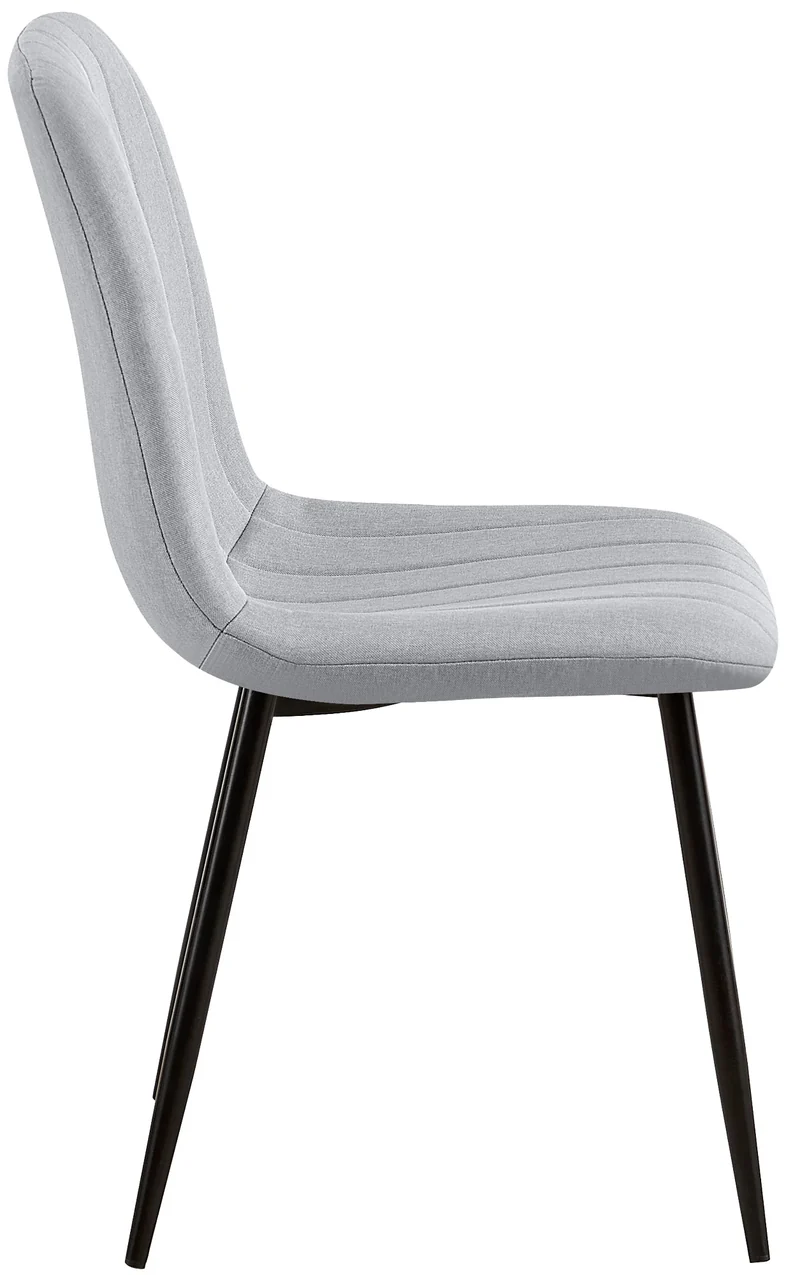Set de 4 chaises de salle à manger coutures décoratives verticales en tissu gris et pieds métal noir 10_0001871