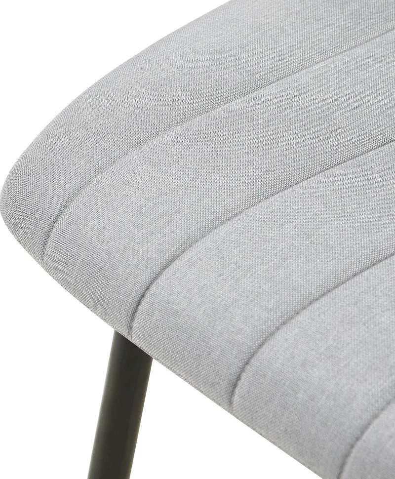 Set de 4 chaises de salle à manger coutures décoratives verticales en tissu gris et pieds métal noir 10_0001871