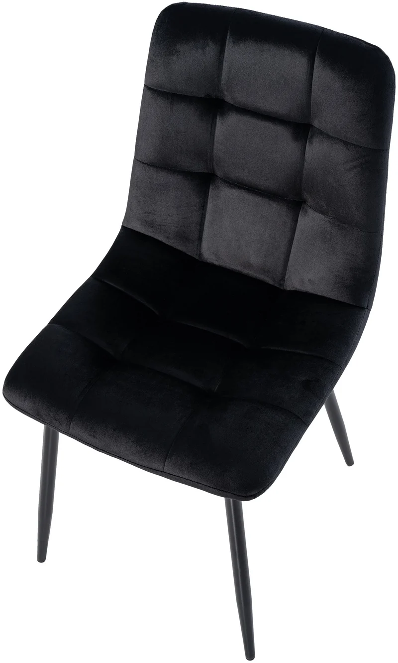 Lot de 4 chaises de salle à manger coutures décoratives carrées en tissu velours noir pieds métal noir 10_0001776