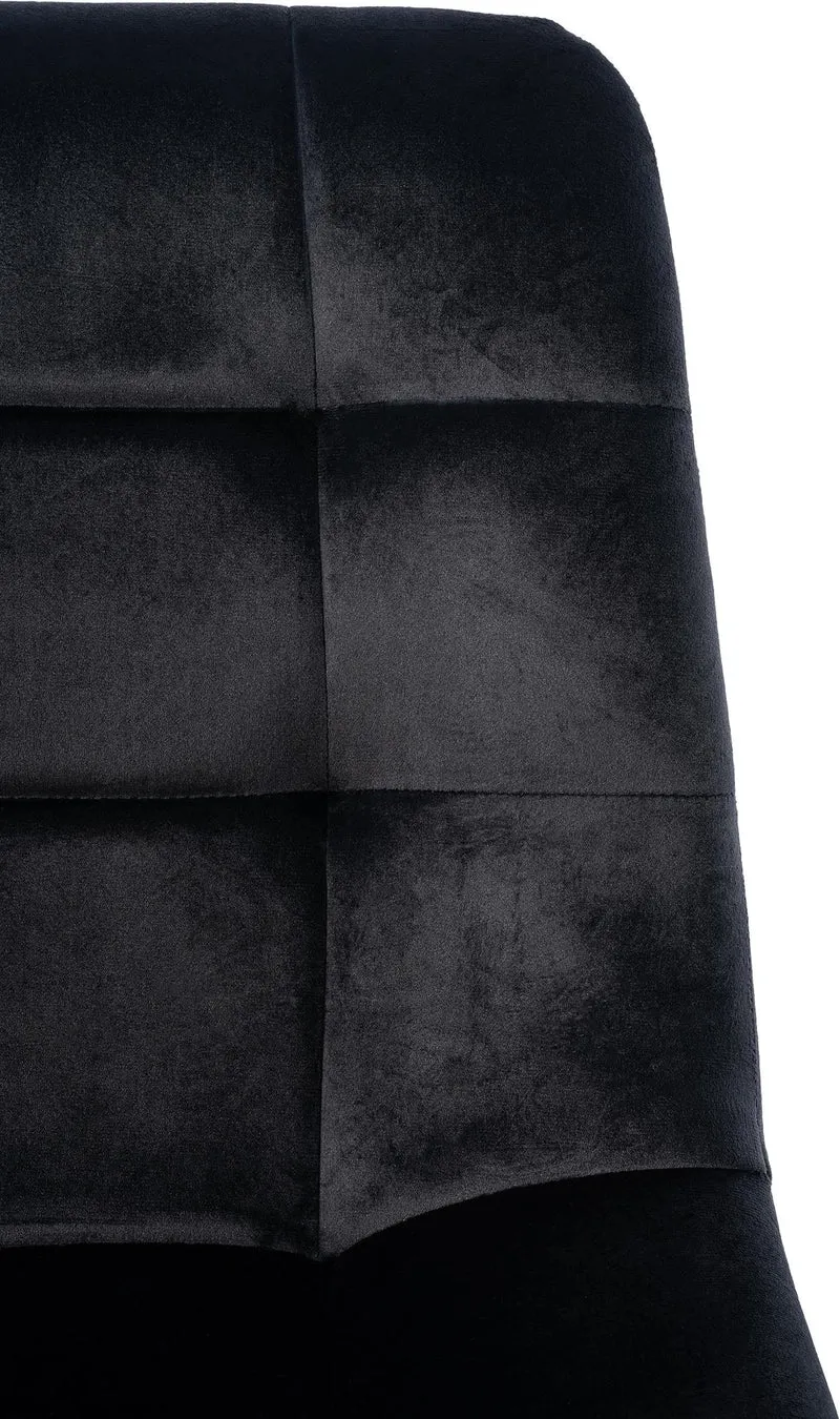 Lot de 4 chaises de salle à manger coutures décoratives carrées en tissu velours noir pieds métal noir 10_0001776