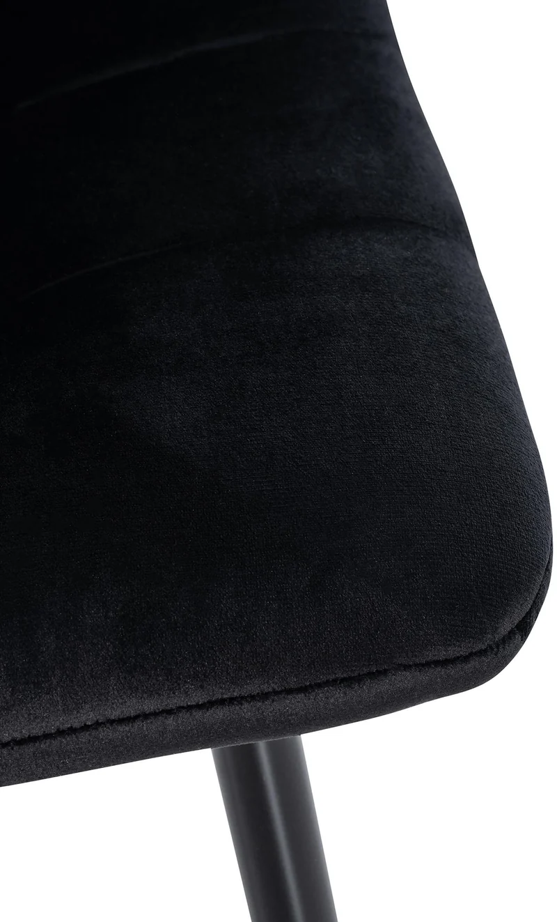 Lot de 4 chaises de salle à manger coutures décoratives carrées en tissu velours noir pieds métal noir 10_0001776