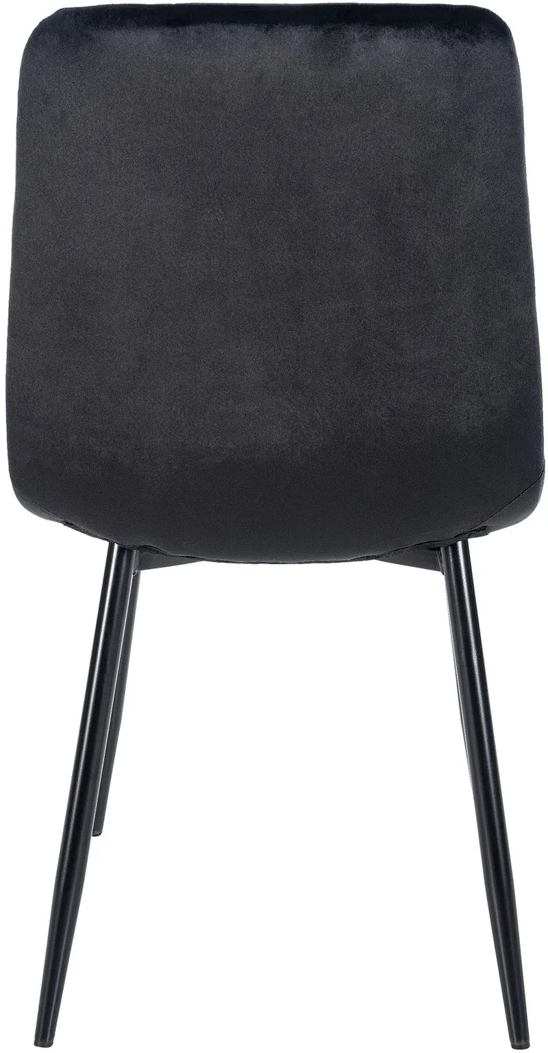 Lot de 4 chaises de salle à manger coutures décoratives carrées en tissu velours noir pieds métal noir 10_0001776