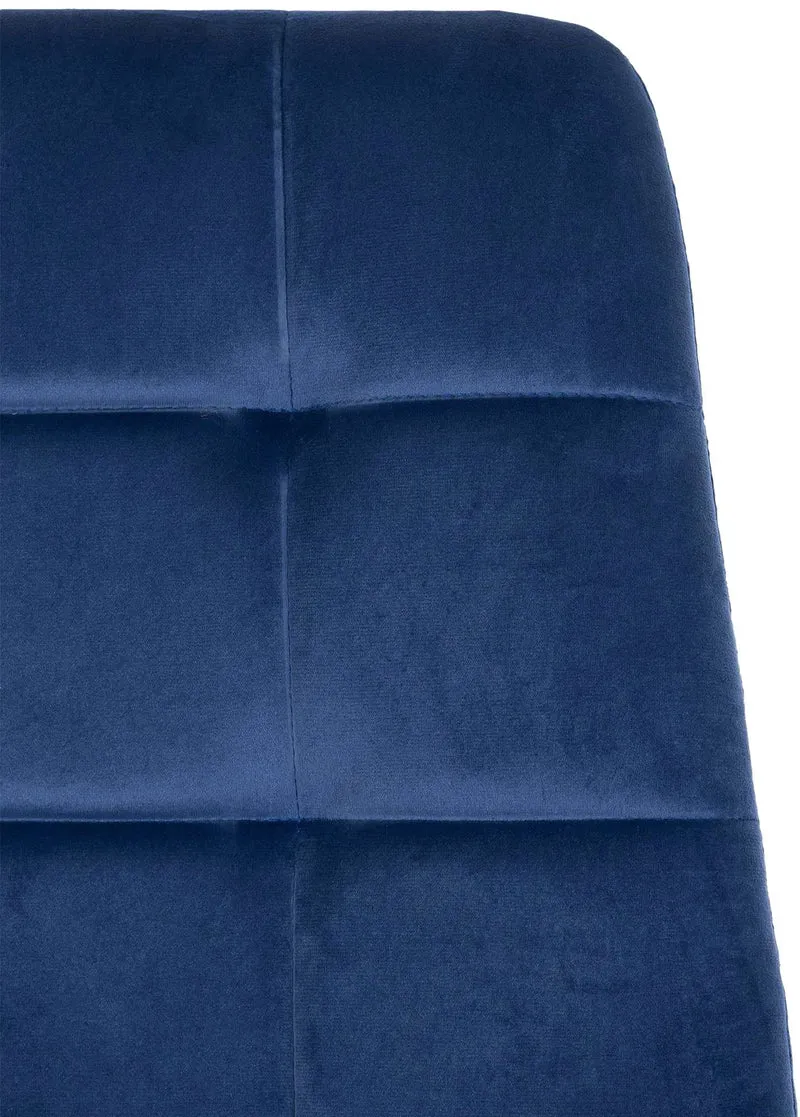 Lot de 4 chaises de salle à manger coutures décoratives carrées en velours bleu et métal noir 10_0001775