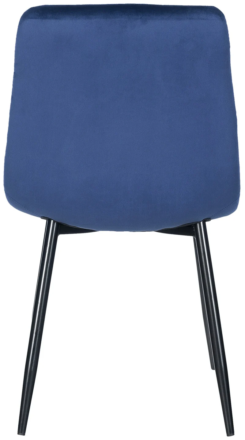 Lot de 4 chaises de salle à manger coutures décoratives carrées en velours bleu et métal noir 10_0001775