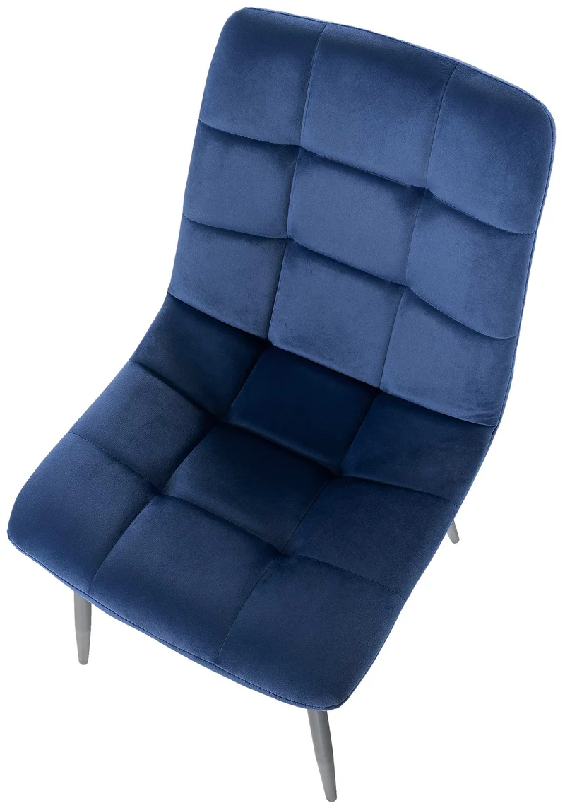 Lot de 4 chaises de salle à manger coutures décoratives carrées en velours bleu et métal noir 10_0001775