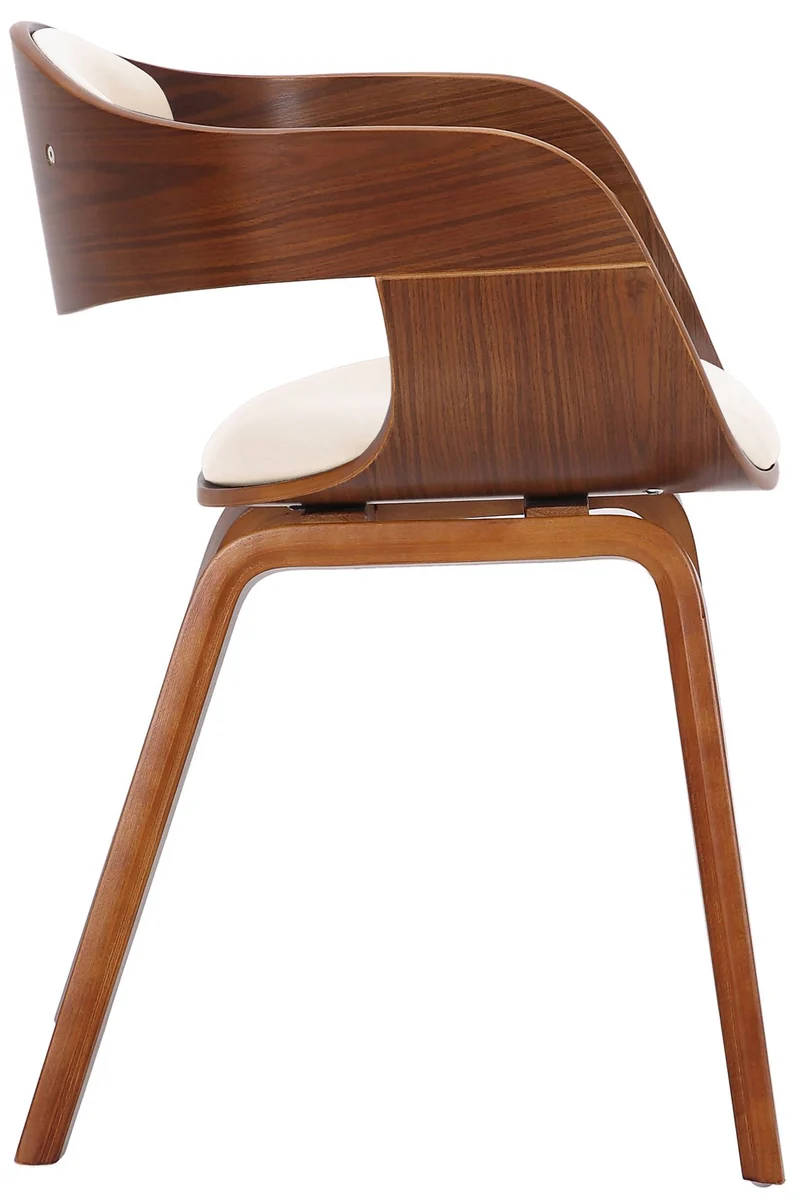 Lot de 2 chaises de salle à manger bureau design retro en PVC blanc structure en bois couleur noyer 10_0001714