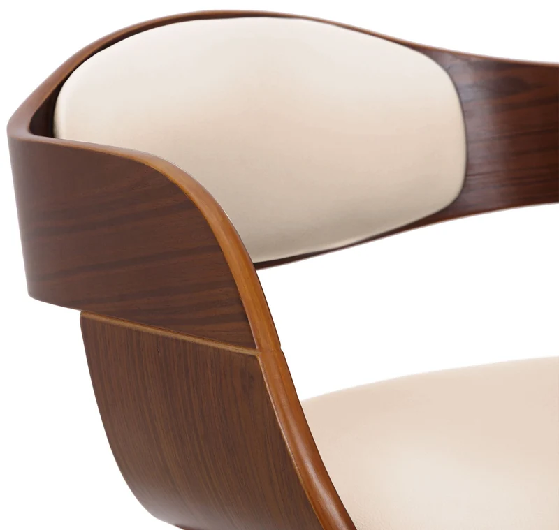 Lot de 2 chaises de salle à manger bureau design retro en PVC crème structure en bois couleur noyer 10_0001713