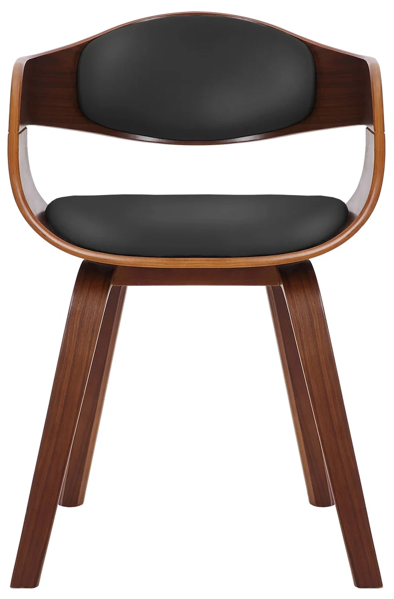 Lot de 2 chaises de salle à manger design retro en PVC noir et structure en bois couleur noyer 10_0001712