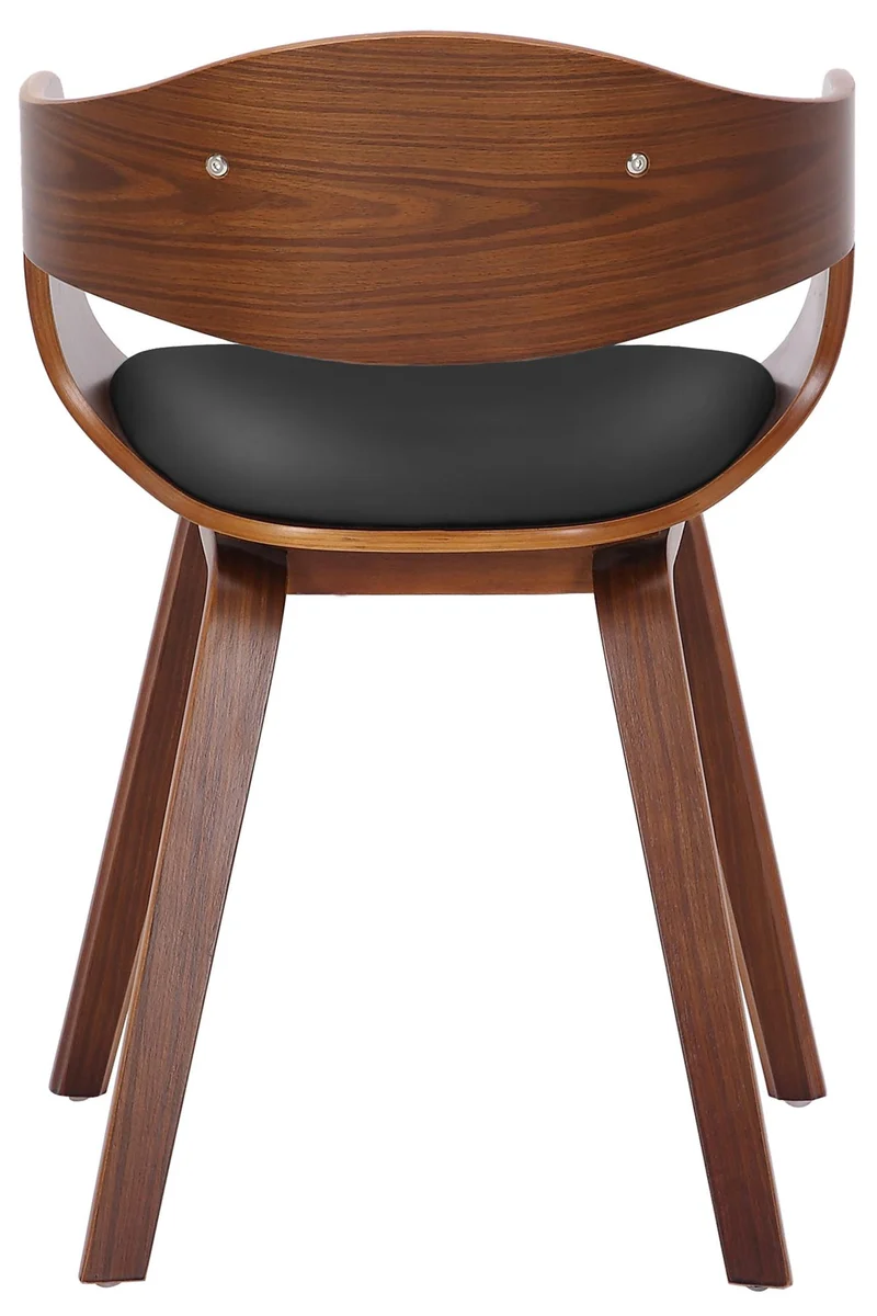 Lot de 2 chaises de salle à manger design retro en PVC noir et structure en bois couleur noyer 10_0001712