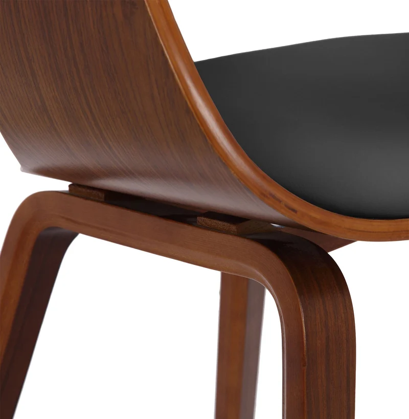 Lot de 2 chaises de salle à manger design retro en PVC noir et structure en bois couleur noyer 10_0001712