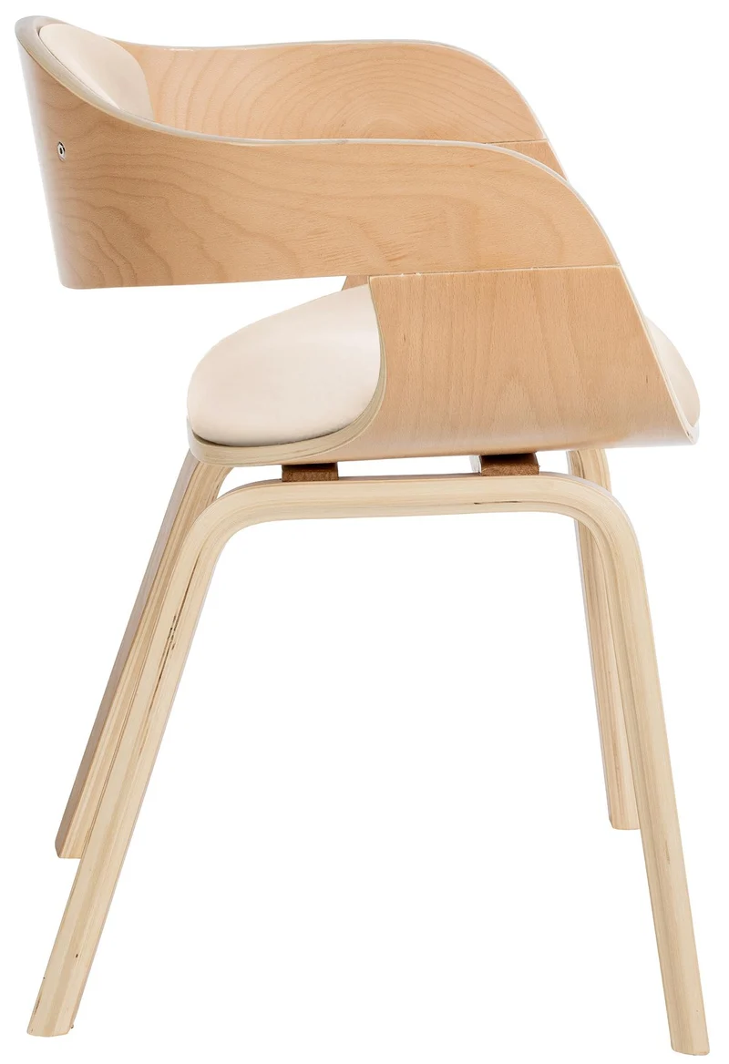 Lot de 2 chaises de salle à manger design retro en PVC crème et structure en bois clair 10_0001711