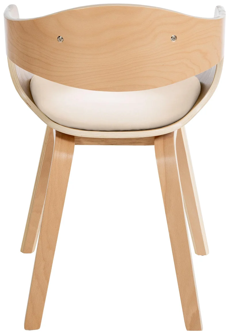 Lot de 2 chaises de salle à manger design retro en PVC crème et structure en bois clair 10_0001711
