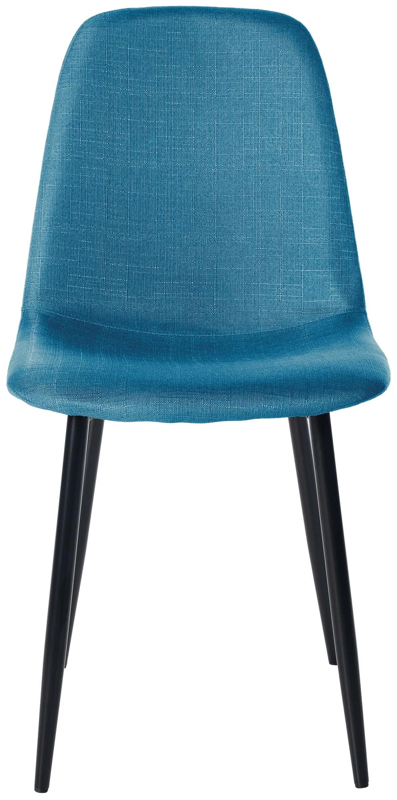 Lot de 4 chaises de salle à manger design simple avec pieds en métal noir et assise en tissu bleu 10_0001834