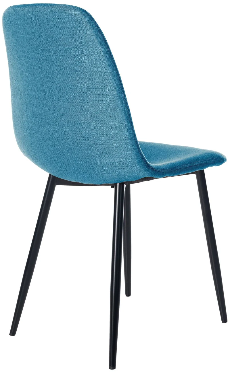 Lot de 4 chaises de salle à manger design simple avec pieds en métal noir et assise en tissu bleu 10_0001834