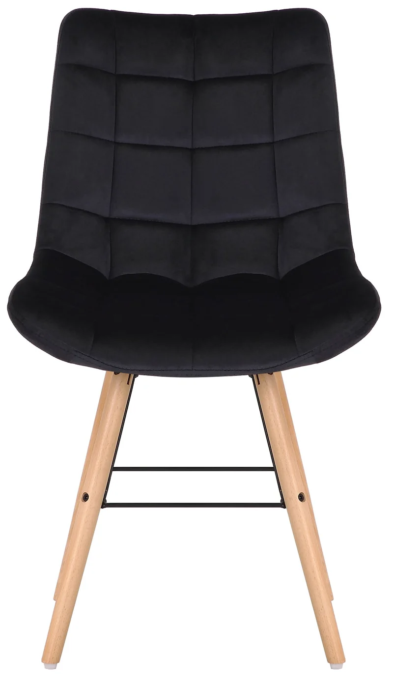 Lot de 2 chaises de salle à manger style scandinave couture carrée en velours noir et pieds en bois 10_0001738