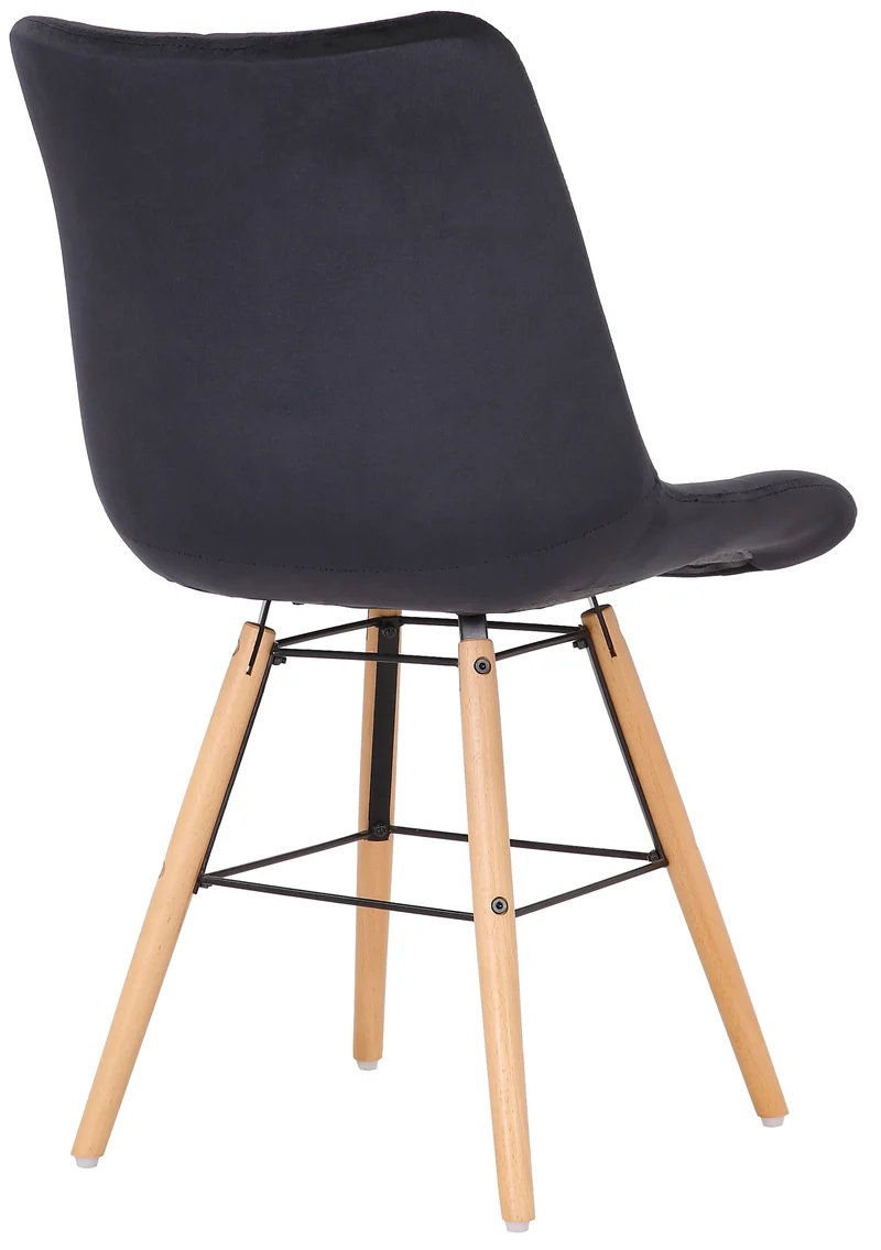 Lot de 2 chaises de salle à manger style scandinave couture carrée en velours noir et pieds en bois 10_0001738