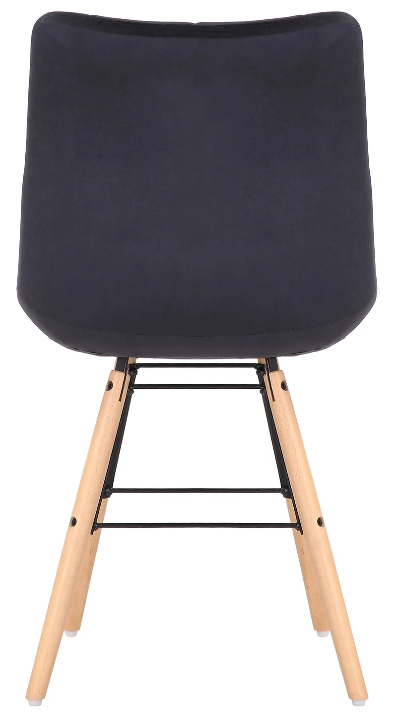 Lot de 2 chaises de salle à manger style scandinave couture carrée en velours noir et pieds en bois 10_0001738