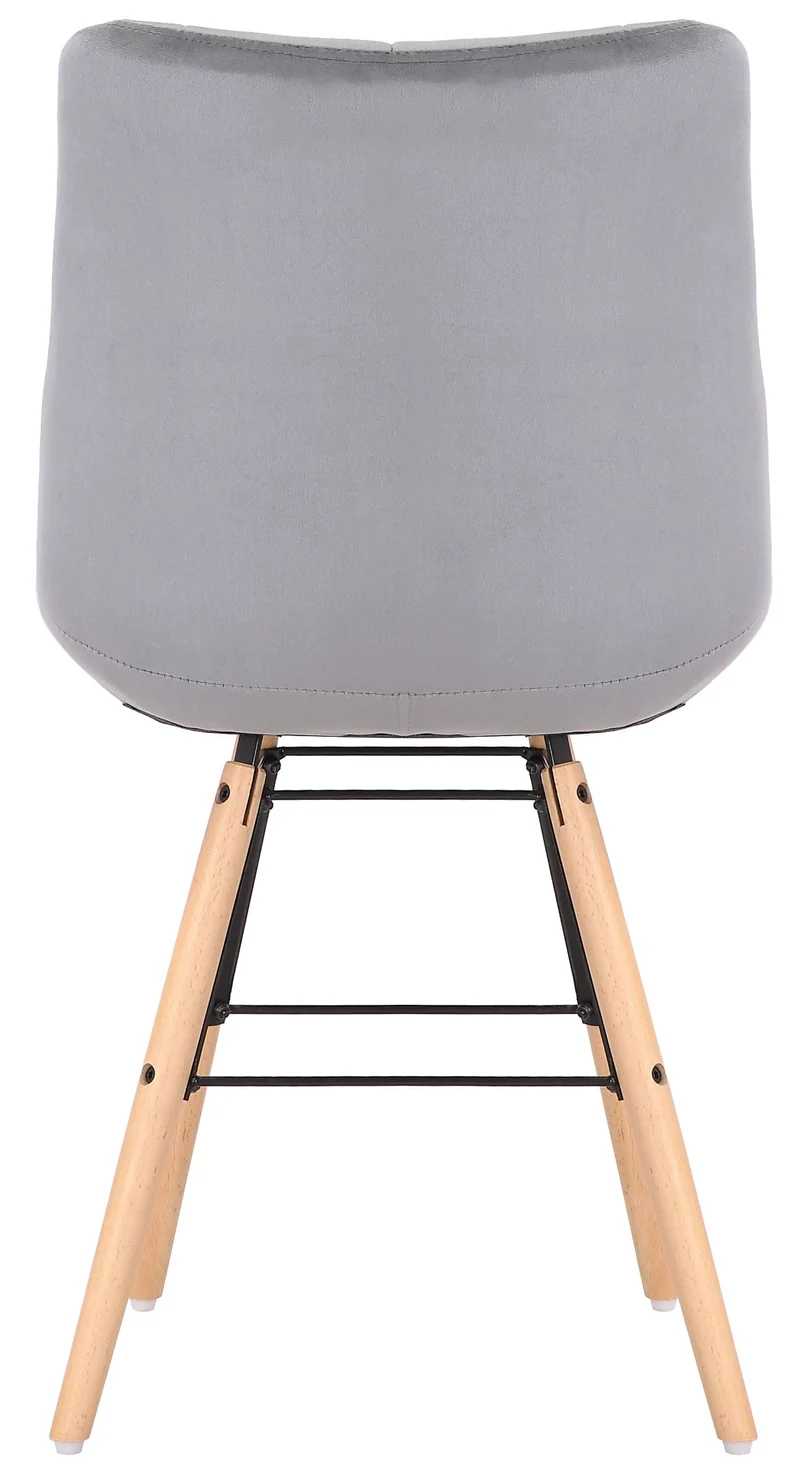 Lot de 2 chaises de salle à manger style scandinave couture carrée en velours gris et pieds en bois 10_0001737