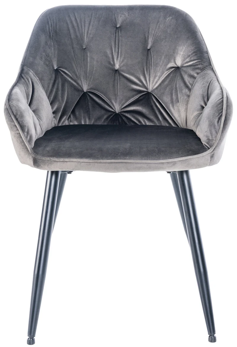 Lot de 2 chaises de salle à manger design et moderne assise en velours gris foncé et pieds en métal noir 10_0001605